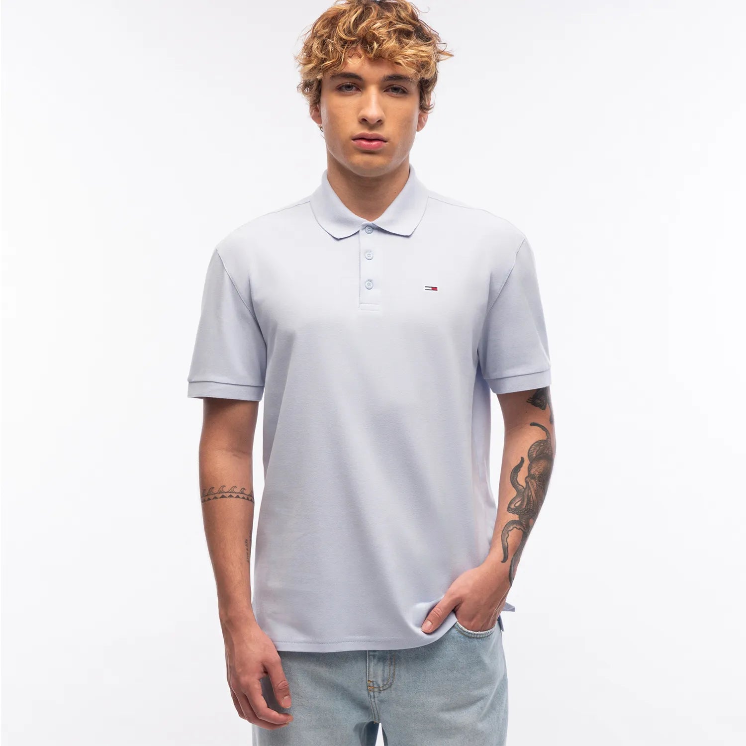 Polo TOMMY JEANS - Piquet Regular Fit - Azul bebe