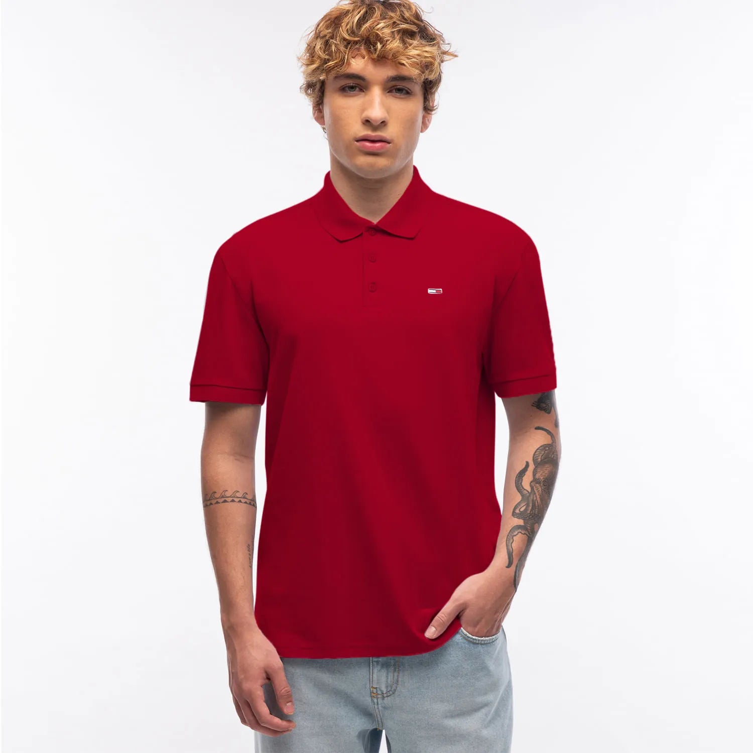 Polo TOMMY JEANS - Piquet Regular Fit - Vermelho