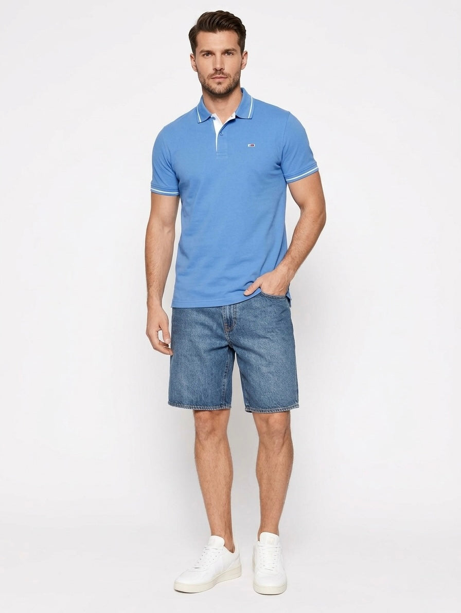 Polo Tommy Jeans Regular Fit Tipped Azul