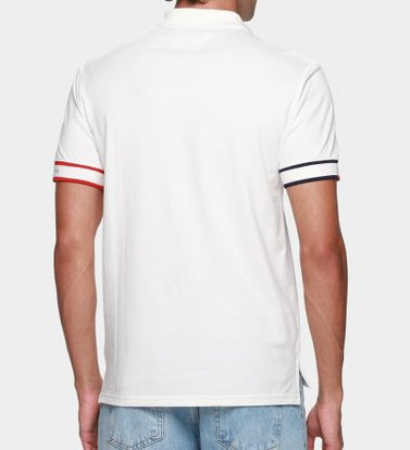 Camisa Polo Tommy Jeans Flag Cuff Masculina - off white