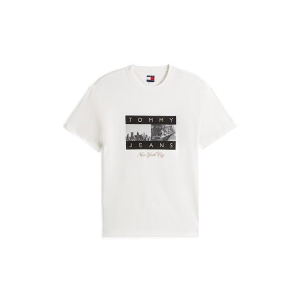 Camiseta Tommy Jeans Photo Flag Regular Fit - Off White