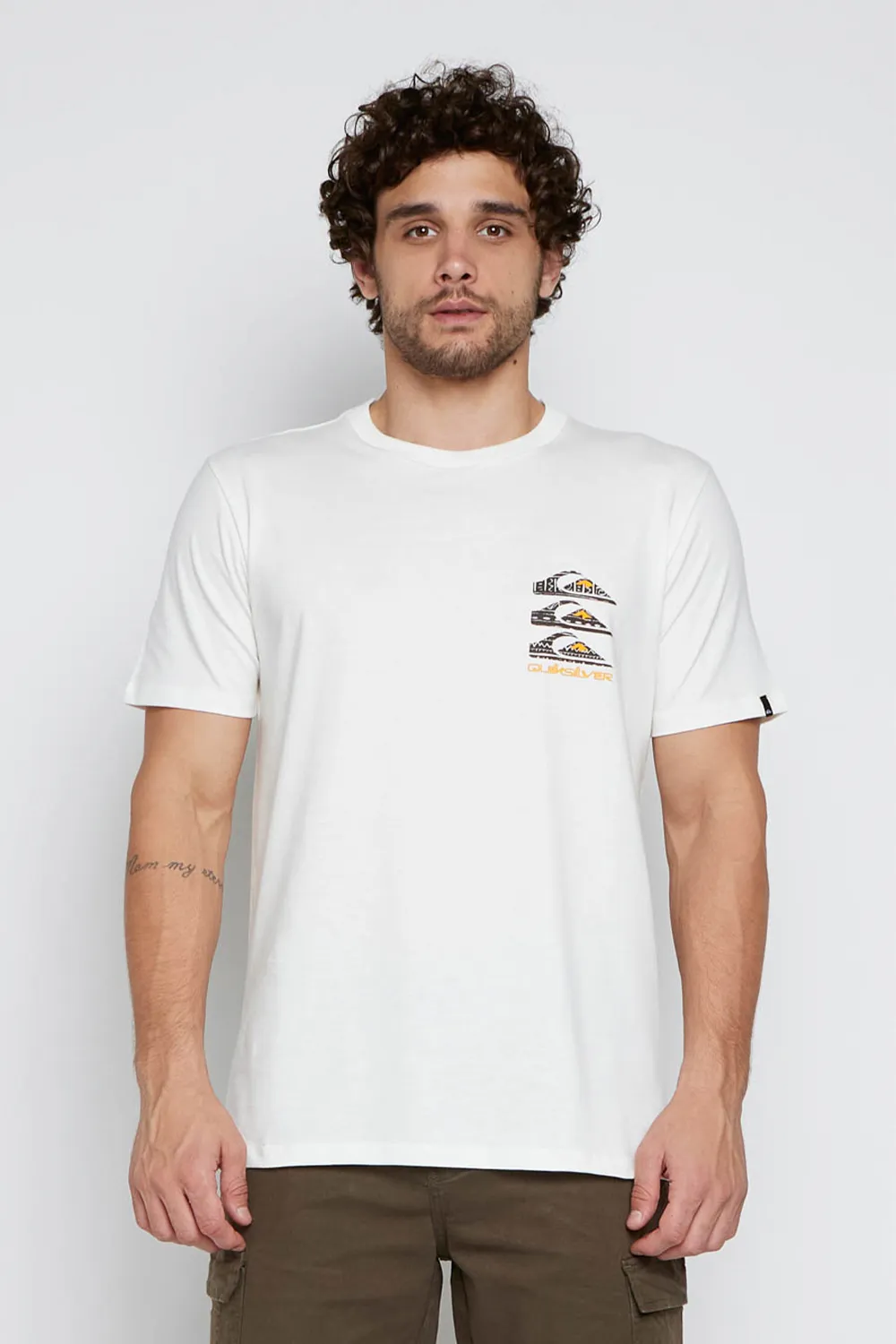 Camiseta Quiksilver M/C Vertical Logos Snow White
