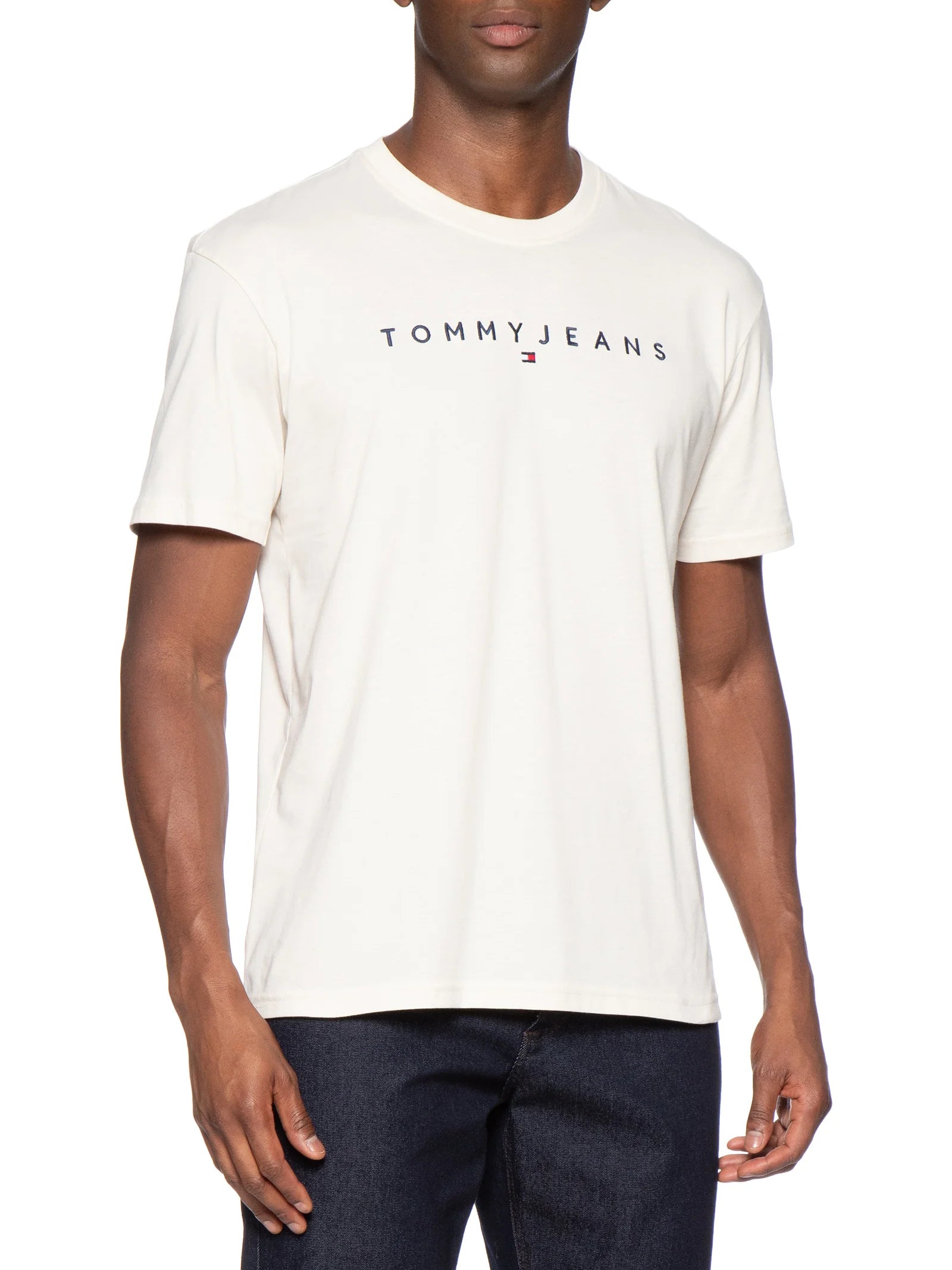 Camiseta Tommy Jeans Logo Bordado - off white