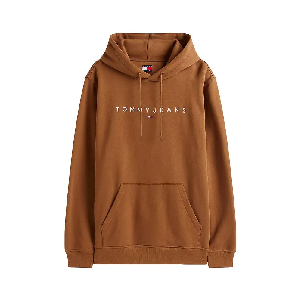 Moletom Tommy Jeans com capuz Linear Logo Regular Fit - Marrom